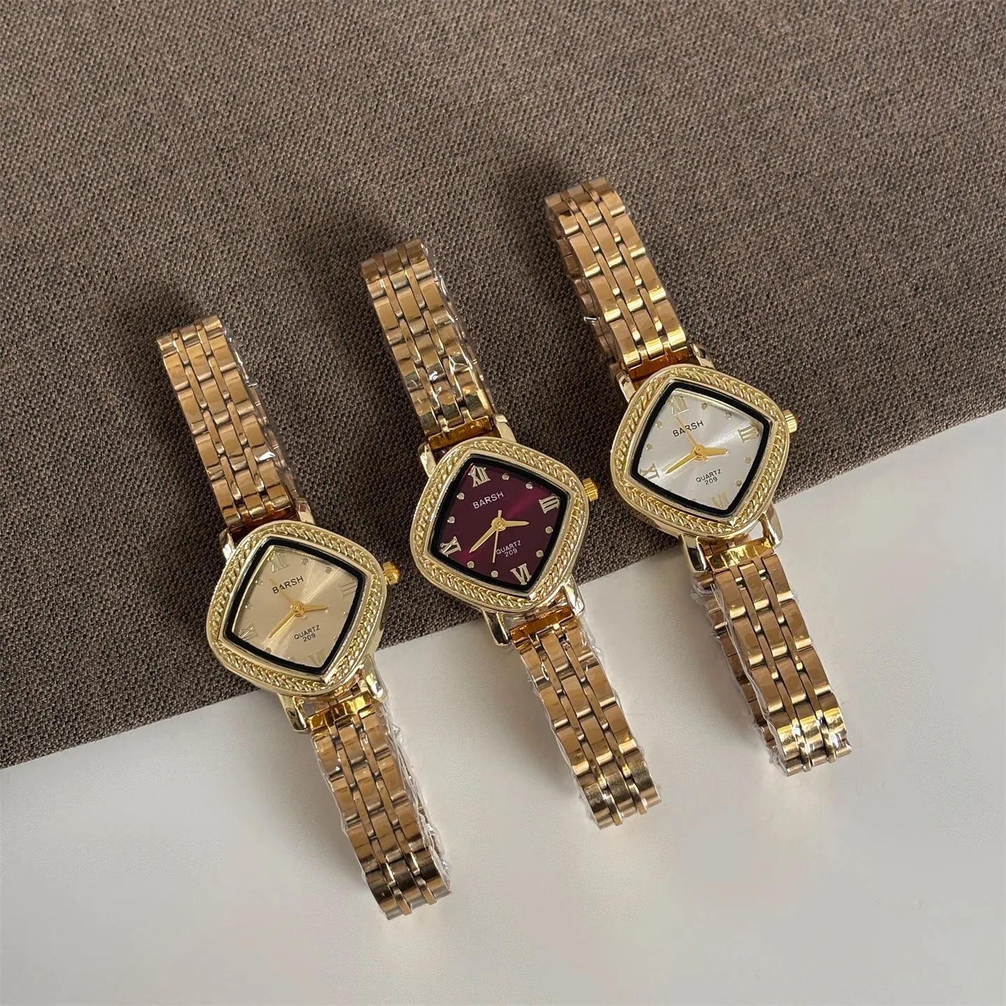 Fashionable Ladies Quartz Watch Diamond Shape Student Steel Belt Baroque Style Personalized Small Niche Watch By BARSH
