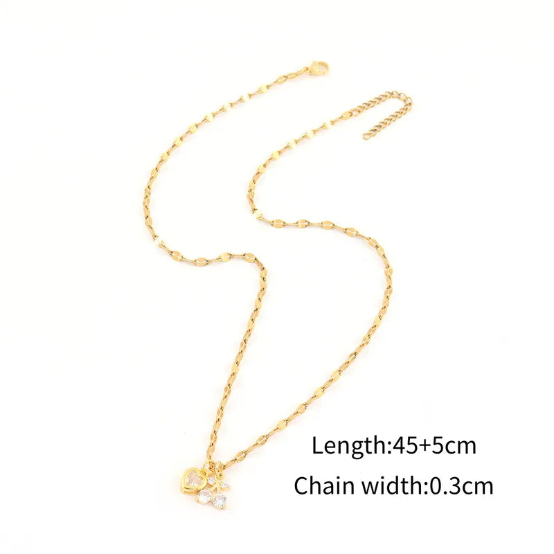 Fashionable Minimalist Multi-Color Heart Cherry Pendant Gold Stainless Steel Lip Chain Women's Necklace Elegant Classic Style