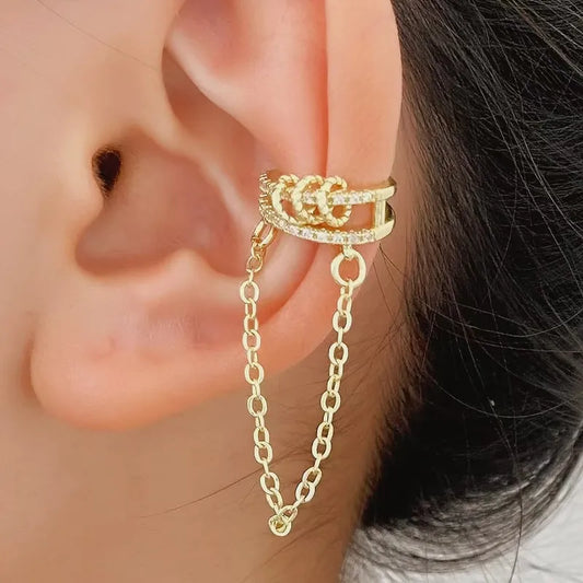 Fashionable Multi-circle Micro-set Zircon Ear Cuffs No Piercing Required Simple European Style Women's Jewelry Earrings