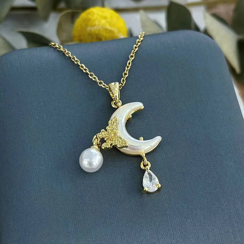 Fashionable New Style Women's Necklace Dreamy Star Moon Design Original Small Batch Design Choker Titanium Steel Jewelry