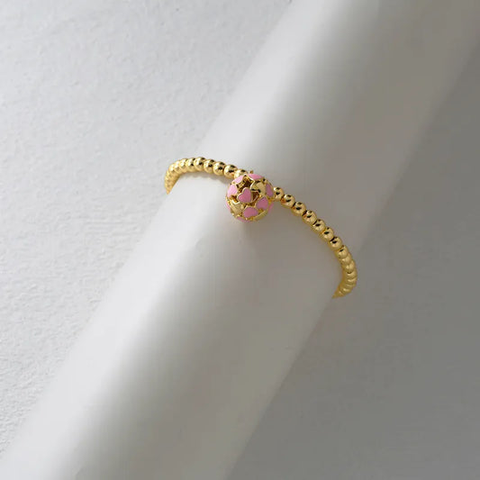 Fashionable Personality Ins Love Heart Hollow Out Colorful Drip Oil Round Ball Pendant Women's Design Versatile Hand Bracelet