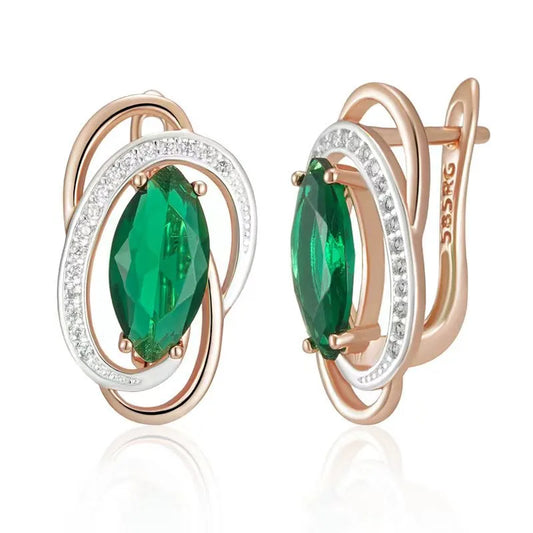 Fashionable Resin Embedded Waterdrop Shaped Rhinestone Earrings Ethnic Style Vintage Fashion Jewelry Drop Ear Studs Copper Pin