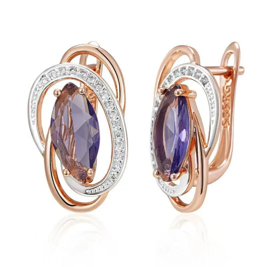 Fashionable Resin Embedded Waterdrop Shaped Rhinestone Earrings Ethnic Style Vintage Fashion Jewelry Drop Ear Studs Copper Pin