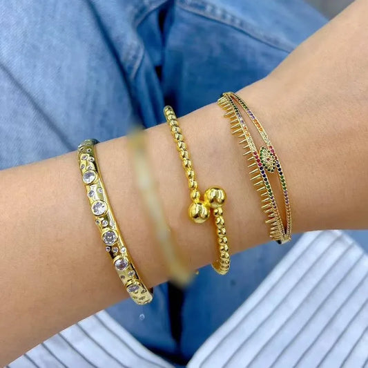 Fashionable Round Evil Eye Bracelet Electroplated Color Retention Microset Zirconia Handmade Polished Gold Plated Casual Party Wear For Women Copper