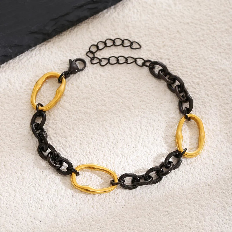 Fashionable Stainless Steel Spliced Color Bracelet Unisex Personality Jewelry Accessories Casual School Daily Selfie Streetwear