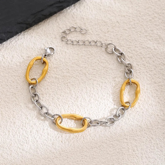 Fashionable Stainless Steel Spliced Color Bracelet Unisex Personality Jewelry Accessories Casual School Daily Selfie Streetwear