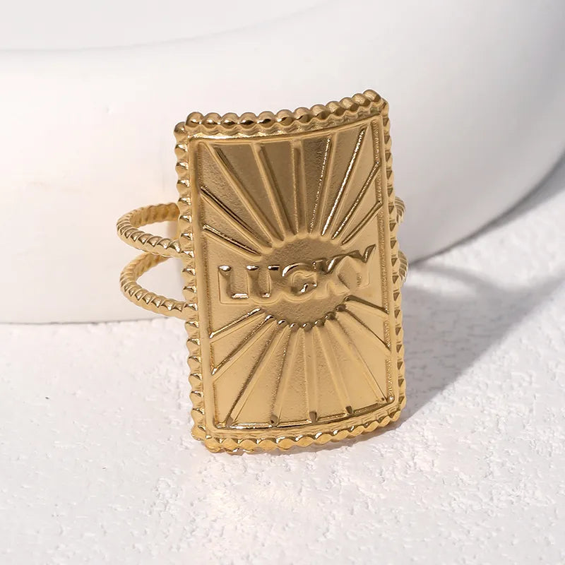 Fashionable Stainless Steel Titanium Ring For Women Non-Fading Open Adjustable Geometric Pattern Casual Holiday Jewelry