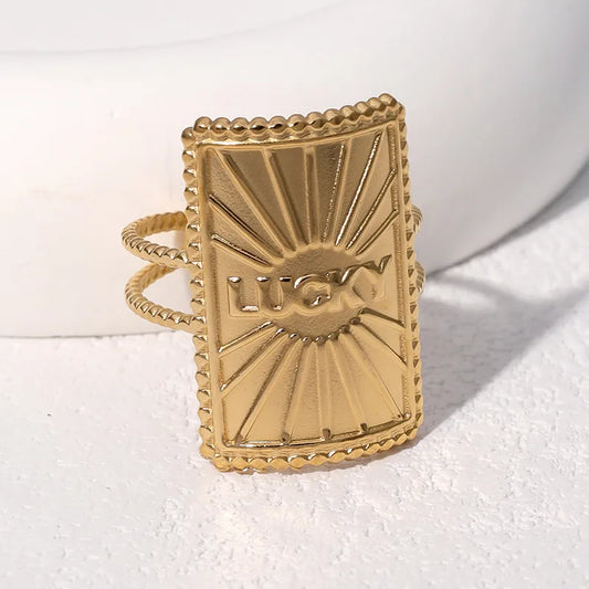 Fashionable Stainless Steel Titanium Ring For Women Non-Fading Open Adjustable Geometric Pattern Casual Holiday Jewelry