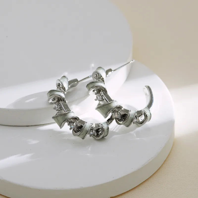 Fashionable Women's Earrings Elegant Atmosphere Copper Plated Real Gold Wrapped Zirconia Stones Versatile For Office And Date