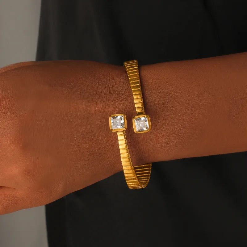 Fine Staggered Zircon Bracelet Fashion Hip-hop Ins Style Wristband Niche Design Jewelry Women's Accessory