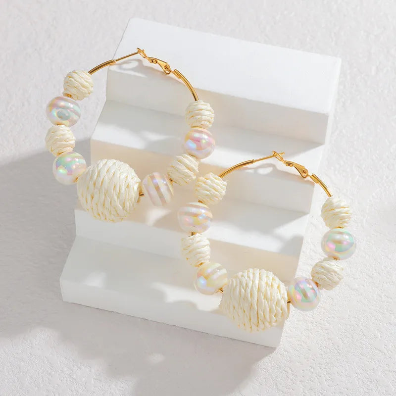 French Retro Simple Medieval Geometric Round Ball Earrings For Women Stainless Steel Ear Jewelry