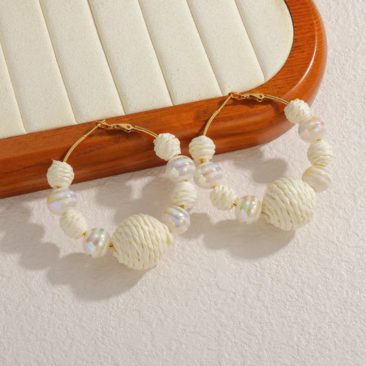 French Retro Simple Medieval Geometric Round Ball Earrings For Women Stainless Steel Ear Jewelry