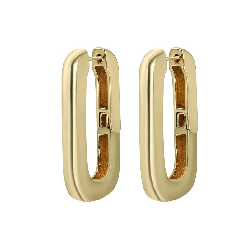 French Style Ear Clip Design Sense Earrings New Trendy Simple Cold Style Earrings Female Copper Plated Real Gold