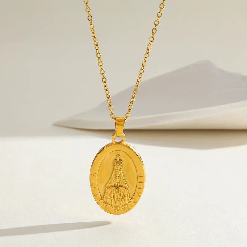 Geometric Cross Pendant Necklace Stainless Steel Plated 18K Gold Elegant Vintage Religious Classic Artistic Lobster Clasp