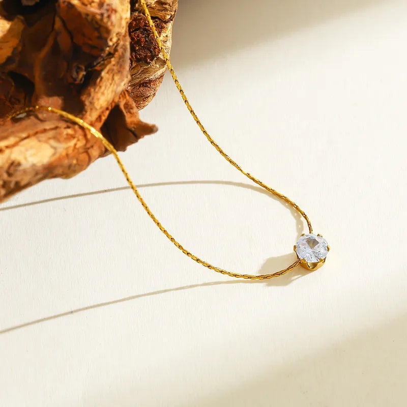 Geometric Flower Pendant Necklace Stainless Steel Vacuum Plated 18K Gold Embedded Zirconia Pearl Casual Weekend Selfie Festive Street Style