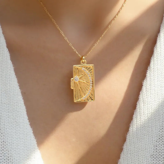 Geometric Square Copper Pendant Necklace Stainless Steel 18K Gold Plated Lobster Clasp Closure Elegant Vintage Simple Classic Art Jewelry