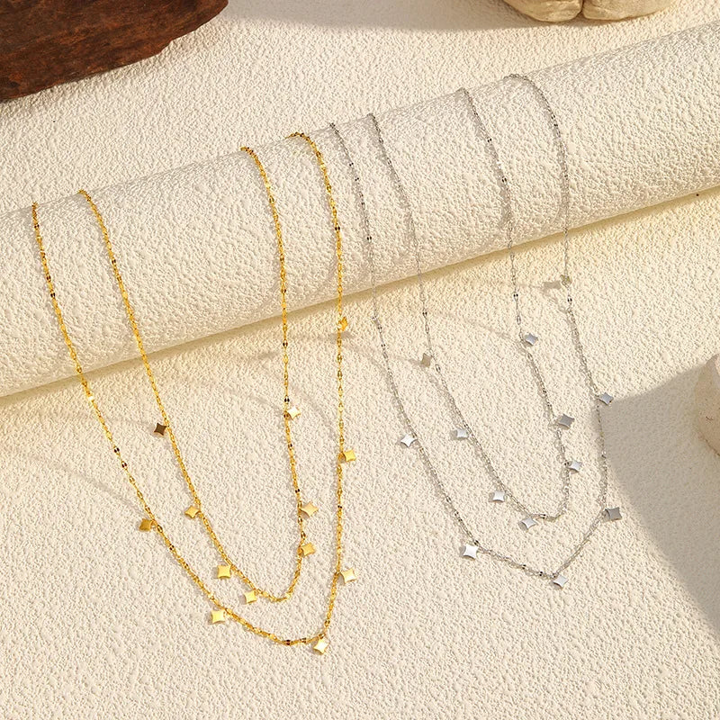 Geometric Titanium Steel Necklace Layering Clavicle Chain INS Style High-End Feel Stainless Steel Accessory For Women