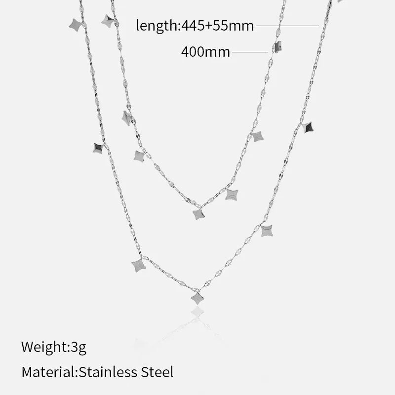 Geometric Titanium Steel Necklace Layering Clavicle Chain INS Style High-End Feel Stainless Steel Accessory For Women
