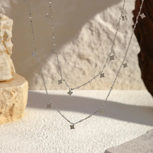 Geometric Titanium Steel Necklace Layering Clavicle Chain INS Style High-End Feel Stainless Steel Accessory For Women