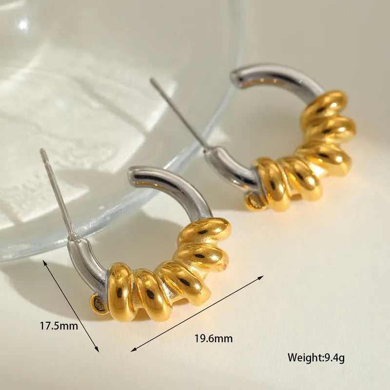 Glam Shiny Round Spiral 304 Stainless Steel Ear Studs