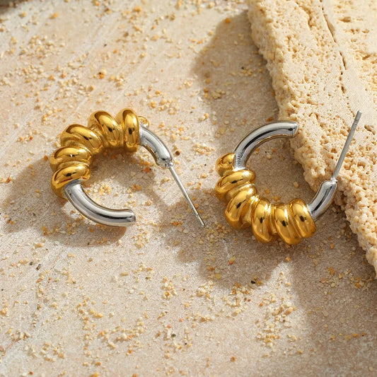 Glam Shiny Round Spiral 304 Stainless Steel Ear Studs