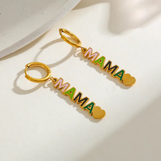 Gold Plated Stainless Steel Heart Letter Stud Earrings Unisex Casual Romantic Artistic Commuting Style Jewelry Accessories