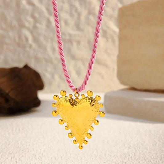 Gold Plated Titanium Steel Necklace With Woven Fine Rope Ocean Pendant Stainless Steel Sweet Cool Style For Women Animal Zodiac Pattern