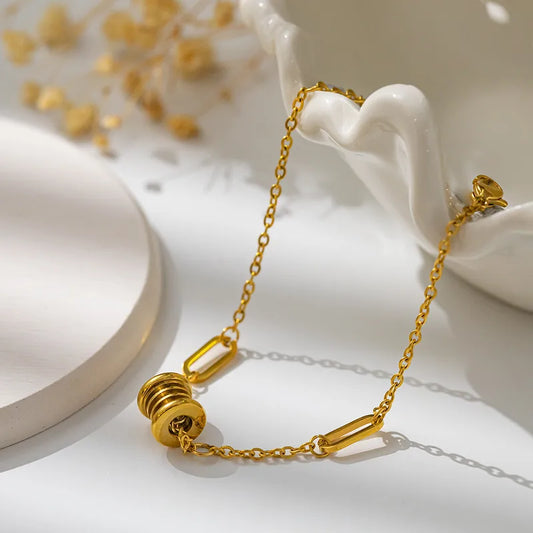 Gold Plated Women's Bracelet Thin Design Geometric Stainless Steel Jewelry