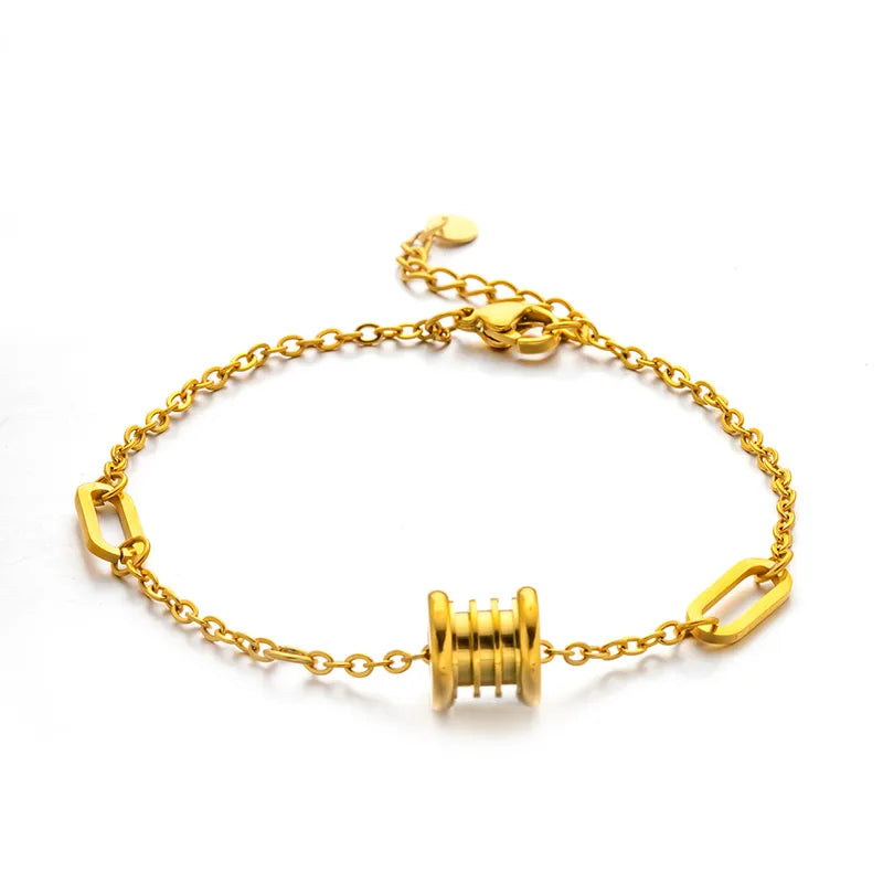 Gold Plated Women's Bracelet Thin Design Geometric Stainless Steel Jewelry