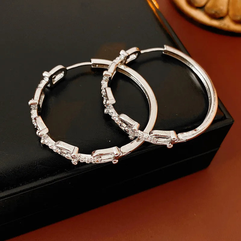 Gold Plated Zircon U-Shaped Splicing Earrings Fashionable Minimalist Style Lightweight Luxury Feel Exaggerated Ear Jewelry