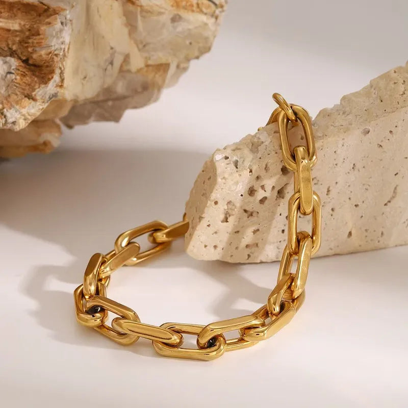 Golden Titanium Steel Bracelet Style High-End Sensation Small Ins Metal Chain Link Stainless Steel Jewelry