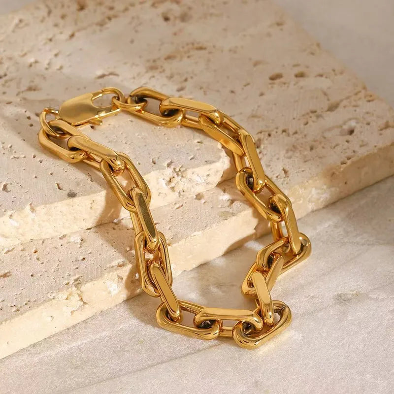 Golden Titanium Steel Bracelet Style High-End Sensation Small Ins Metal Chain Link Stainless Steel Jewelry