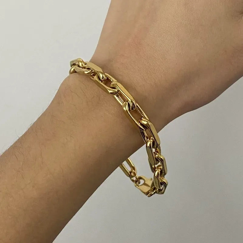 Golden Titanium Steel Bracelet Style High-End Sensation Small Ins Metal Chain Link Stainless Steel Jewelry