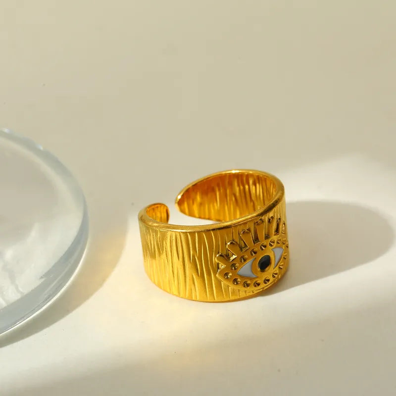 Halloween Funny Devil Eye Open Ring Stainless Steel 18K Gold Plated Adjustable Size Women's Ring Luxury And Artistic Style