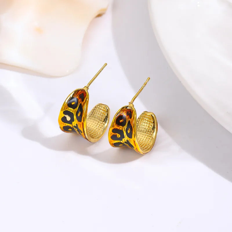 Handmade Copper Plated 18K Gold Zircon Geometric Ear Studs Triangle Heart Circle Arc Design Colorful Party Holiday Jewelry