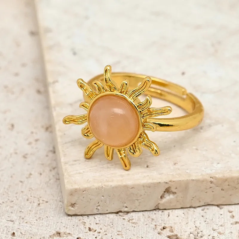 Handmade DIY Sun Ring Jewelry Accessories Red Stone