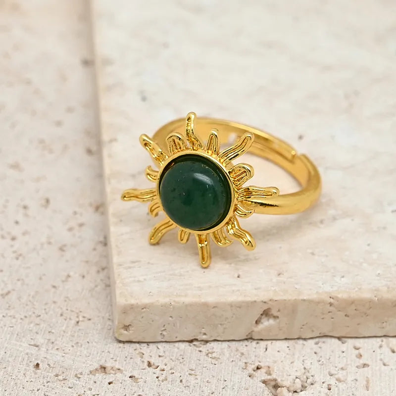Handmade DIY Sun Ring Jewelry Accessories Red Stone