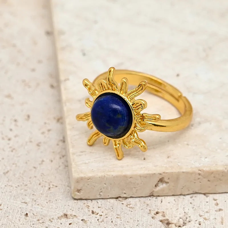 Handmade DIY Sun Ring Jewelry Accessories Red Stone