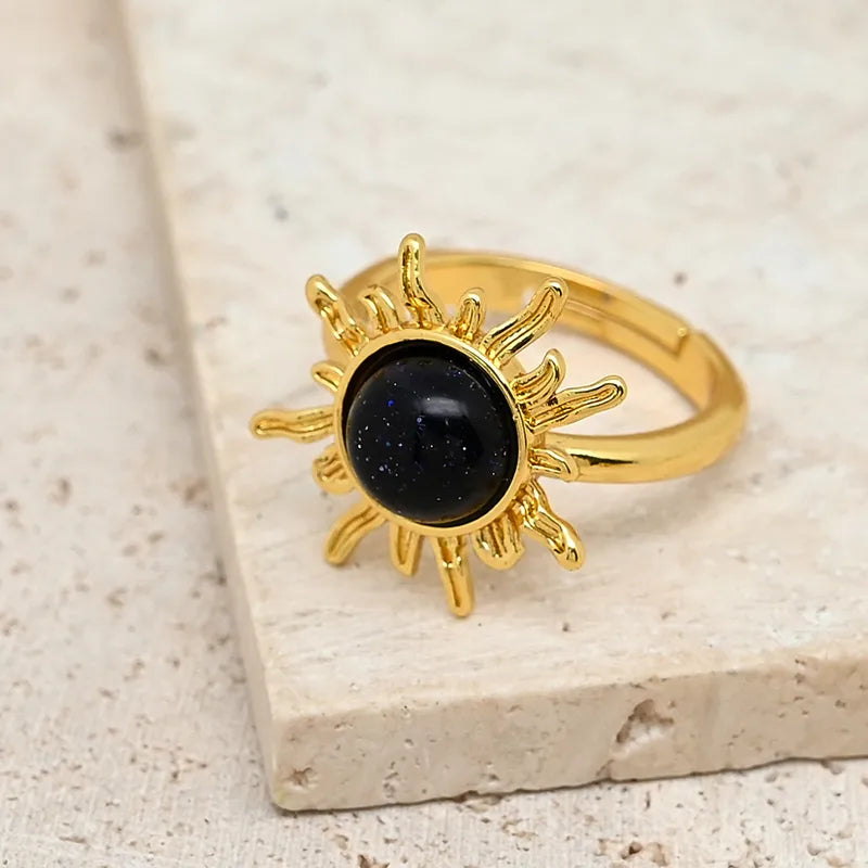 Handmade DIY Sun Ring Jewelry Accessories Red Stone