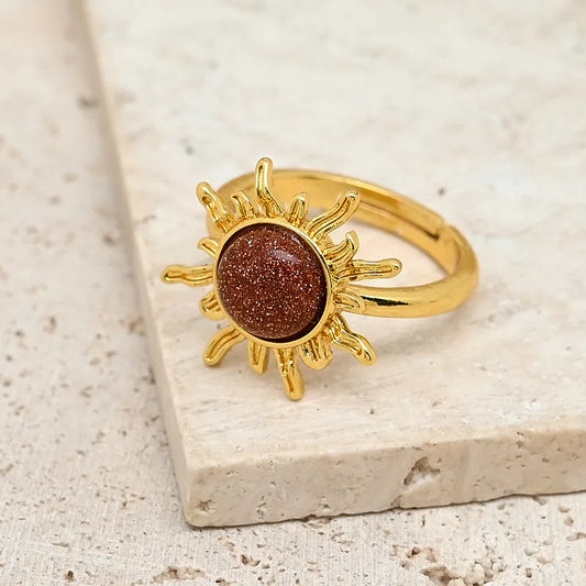 Handmade DIY Sun Ring Jewelry Accessories Red Stone