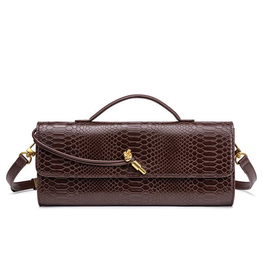 Handwoven Snake Skin Pattern Evening Bag Women's Single Shoulder Fashionable High-End Feel Small Niche French Bread Bag
