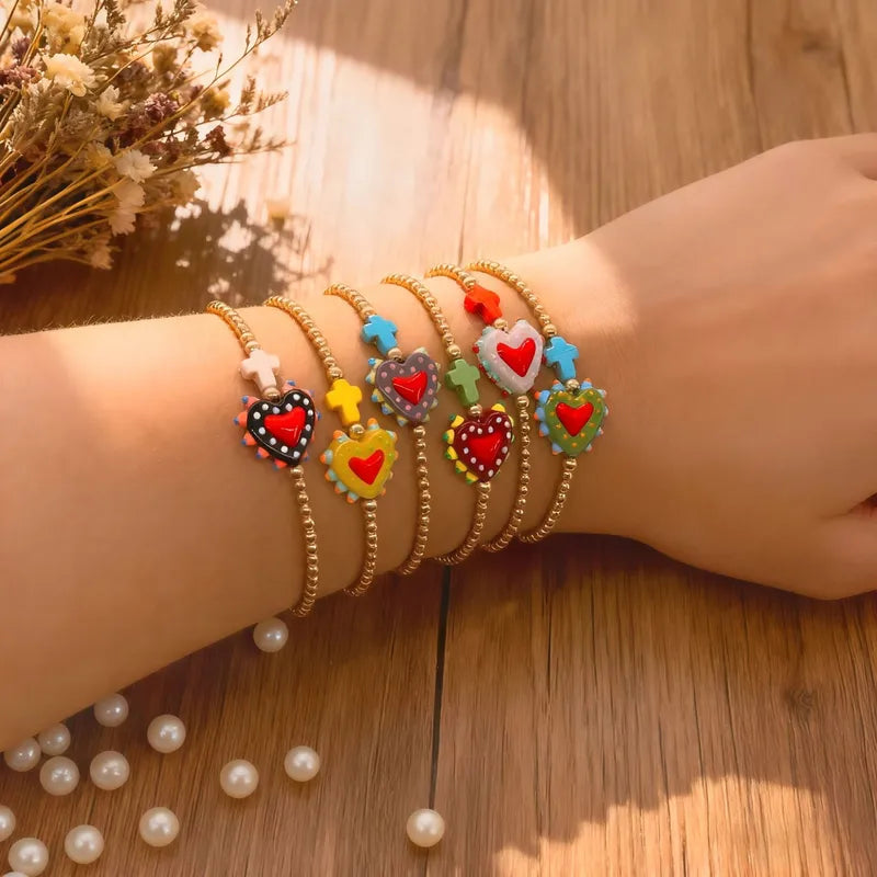 Heart-shaped Bracelet, Adjustable With Gold Beads And Rope Woven Design, Fashionable And Simple Style, Suitable For Women On Travel, Parties, Graduations, Proms, And Festivals