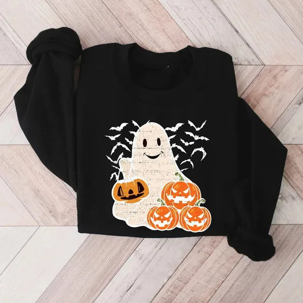 Hoodies & Sweatshirts Long Sleeve Printing Streetwear Halloween Pattern Letter