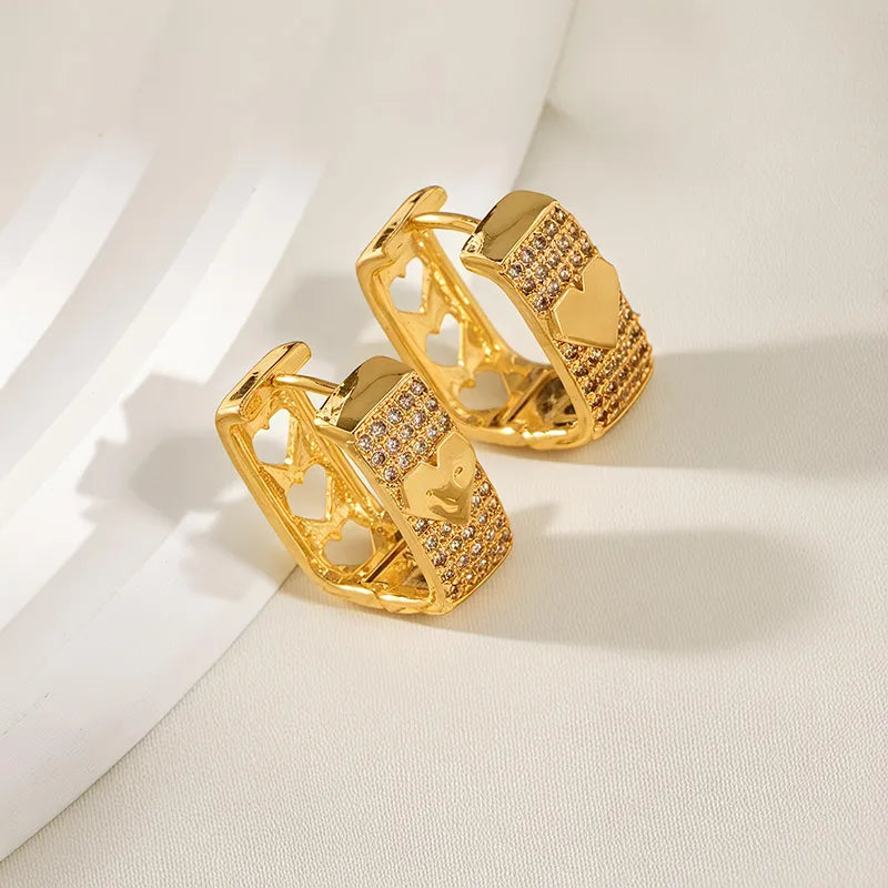 Hot Selling Niche Personality Temperament Earrings Ear Hoops Copper Plated 18K Gold Micro Inlaid Zircon Star Pearl Double Layer Geometric Personality Stud Earrings Jewelry