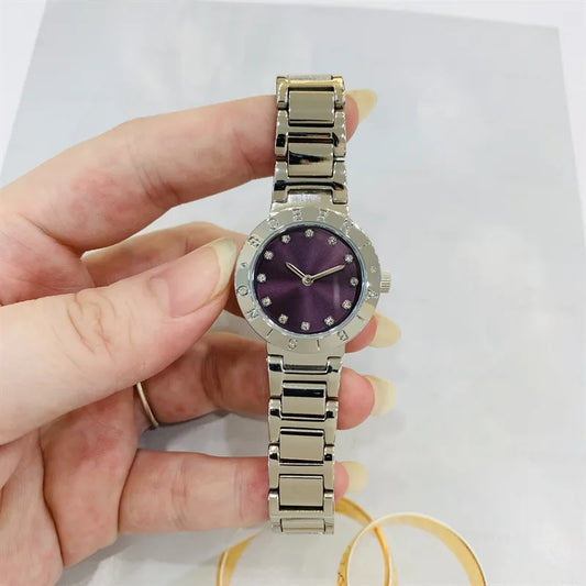 IBSO Gold Diamond Embedded Ladies Watch Small Dial Waterproof Fashionable Quartz Stainless Steel Band Round Shape Luxury Brand