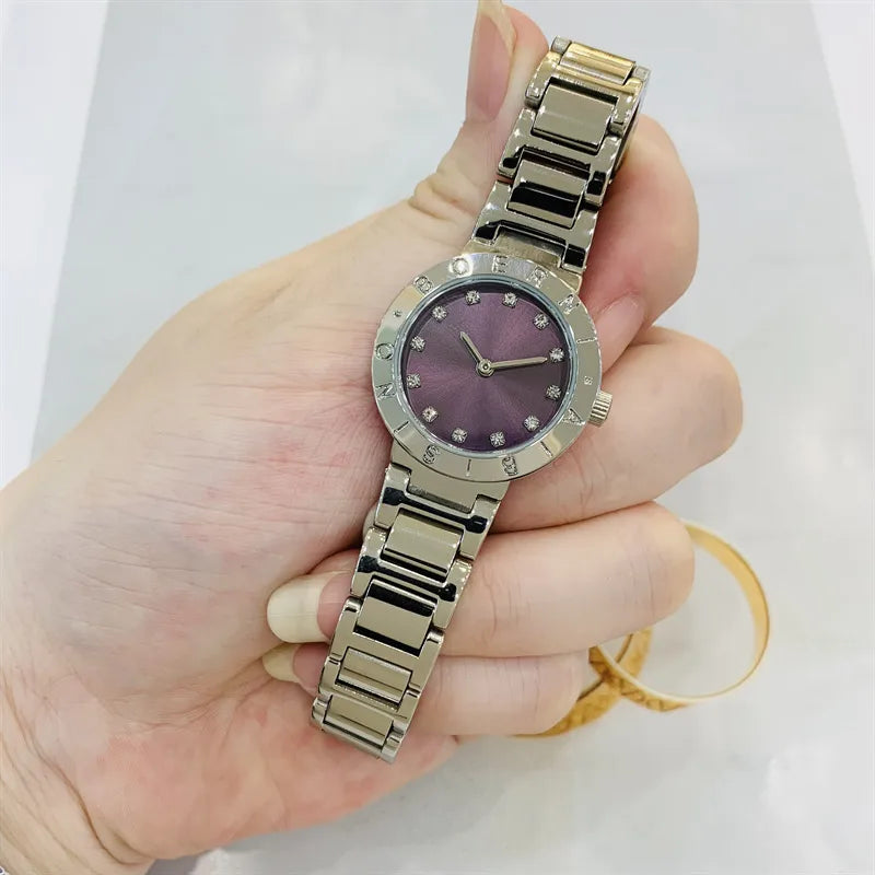 IBSO Gold Diamond Embedded Ladies Watch Small Dial Waterproof Fashionable Quartz Stainless Steel Band Round Shape Luxury Brand