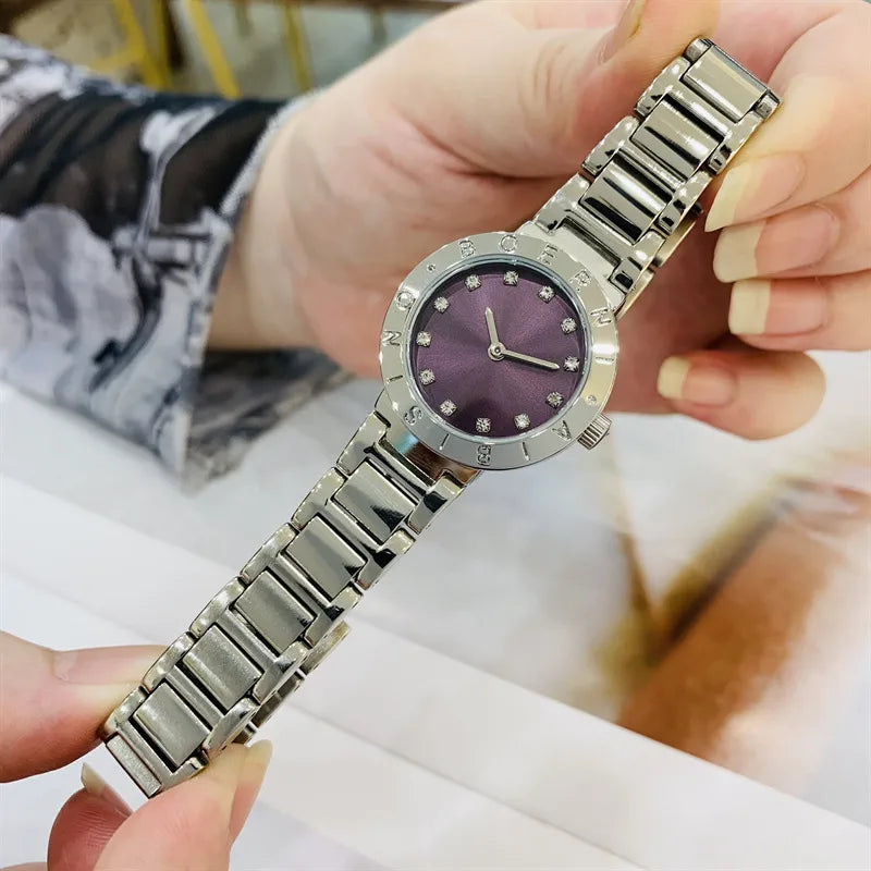 IBSO Gold Diamond Embedded Ladies Watch Small Dial Waterproof Fashionable Quartz Stainless Steel Band Round Shape Luxury Brand