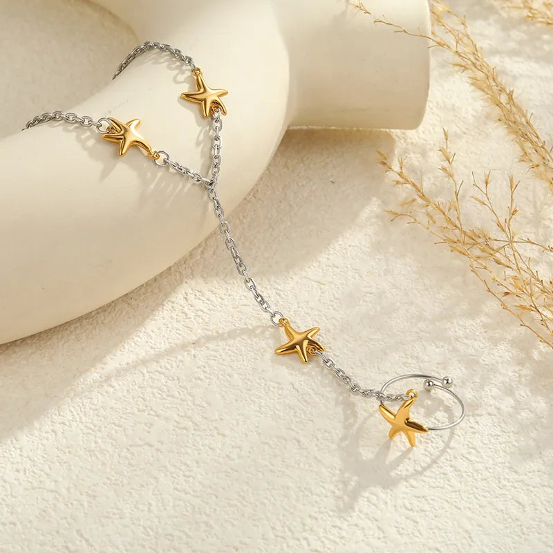INS Stainless Steel Hand Jewelry Light Luxury High-End Fashionable Elegant Interlocking Starfish Interlocking Bracelet Jewelry Wholesale