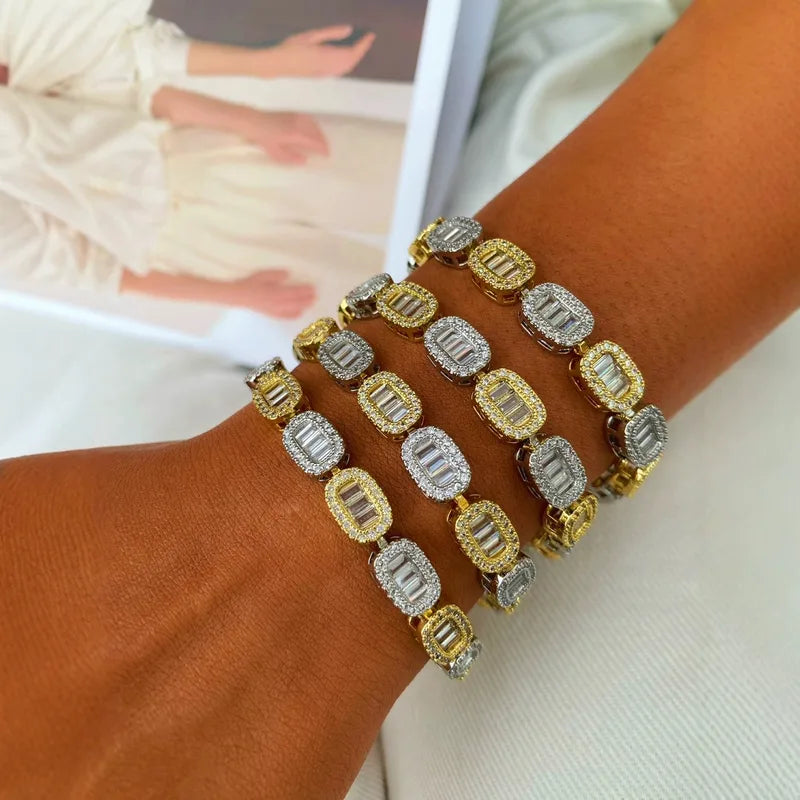 Infinite Geometric Diamond Embedded Zircon Creative Bracelet Fashionable OL Style Women's Copper Bracelet