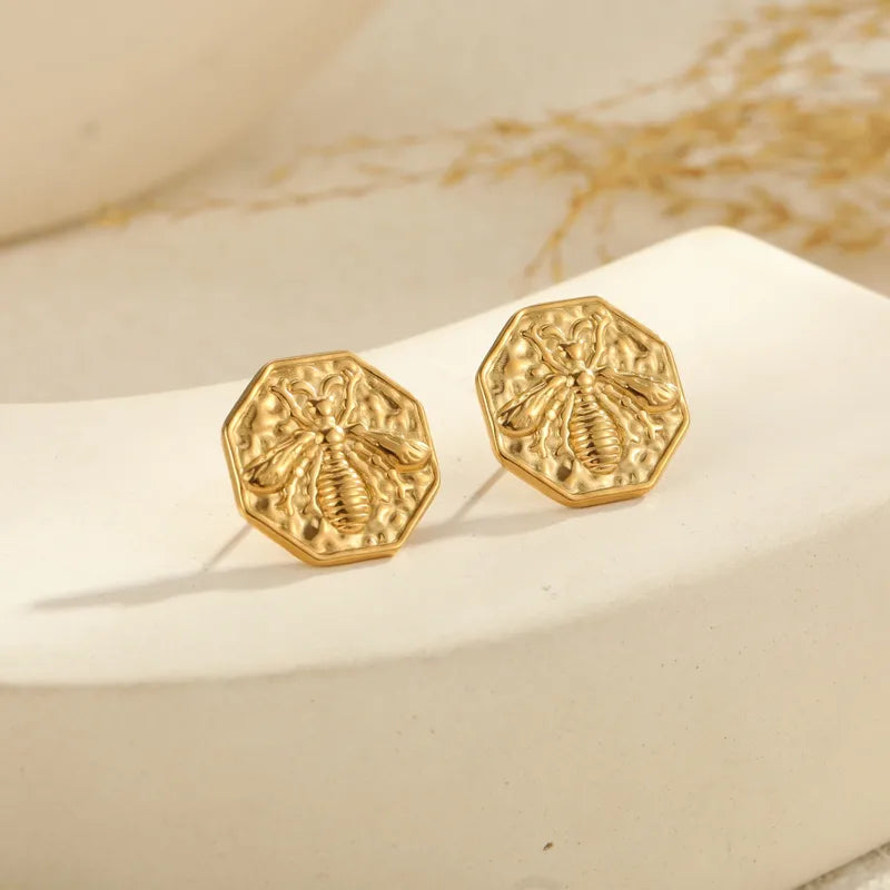 Ins Hot-Selling Fashion Simple Stainless Steel Non-Fading Real Gold Plated Round Light Luxury Earrings For Women Wholesale